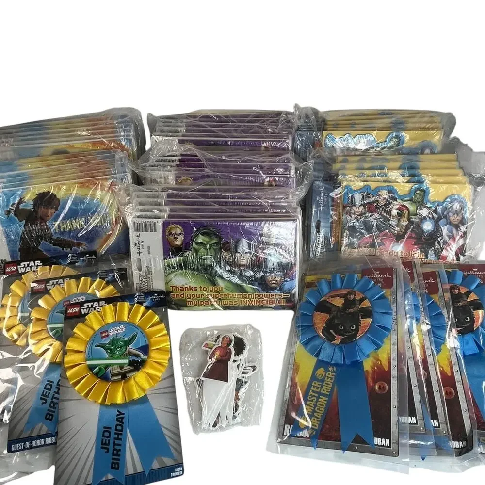 Hallmark Avengers Star Wars Dragon Party Supplies Invitations Ribbon Lot